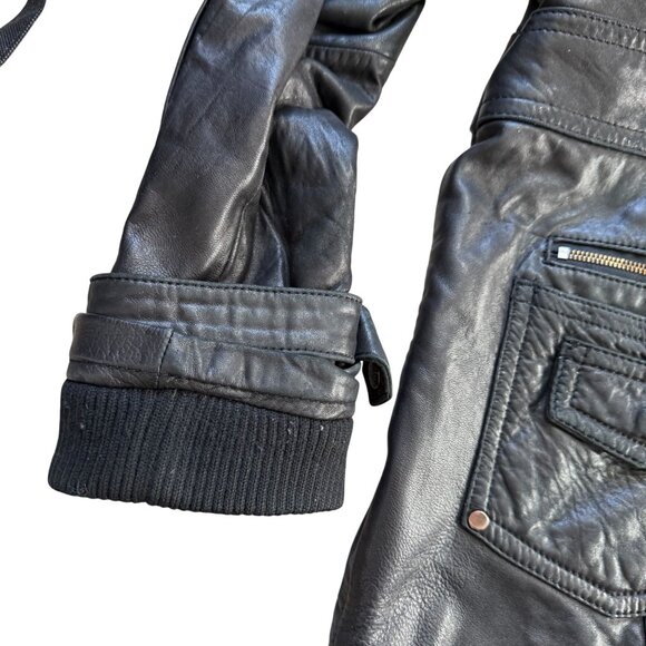 VTG Knoles & Carter Genuine Leather Longline Button Front Jacket 4XL Black - Picture 8 of 10